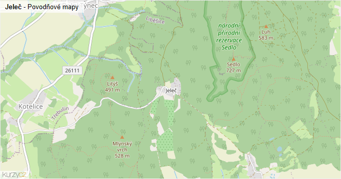 Jeleč - záplavové mapy stoleté vody