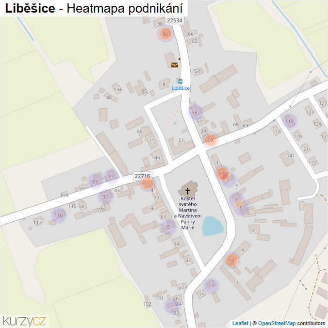 Mapa Liběšice - Firmy v části obce.