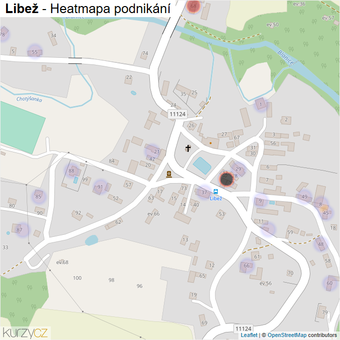 Mapa Libež - Firmy v části obce.