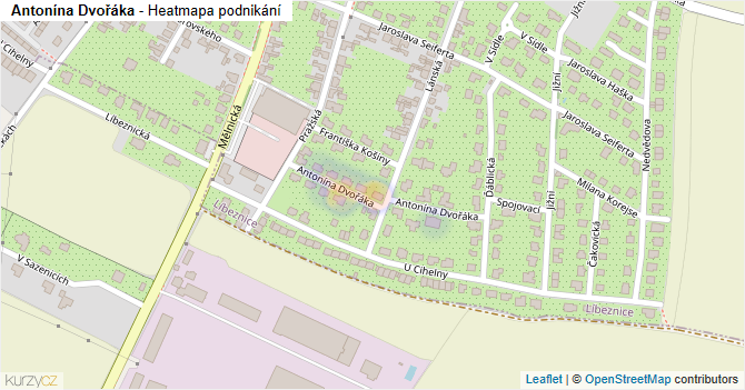 Antonína Dvořáka - mapa podnikání