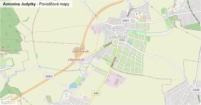 Antonína Judytky - záplavové mapy stoleté vody