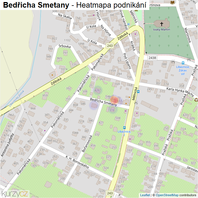 Mapa Bedřicha Smetany - Firmy v ulici.