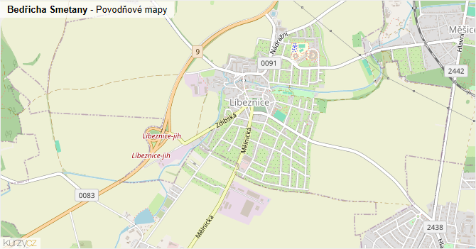 Bedřicha Smetany - záplavové mapy stoleté vody
