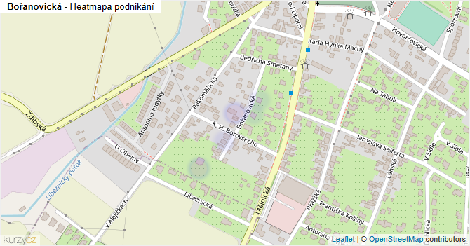 Bořanovická - mapa podnikání