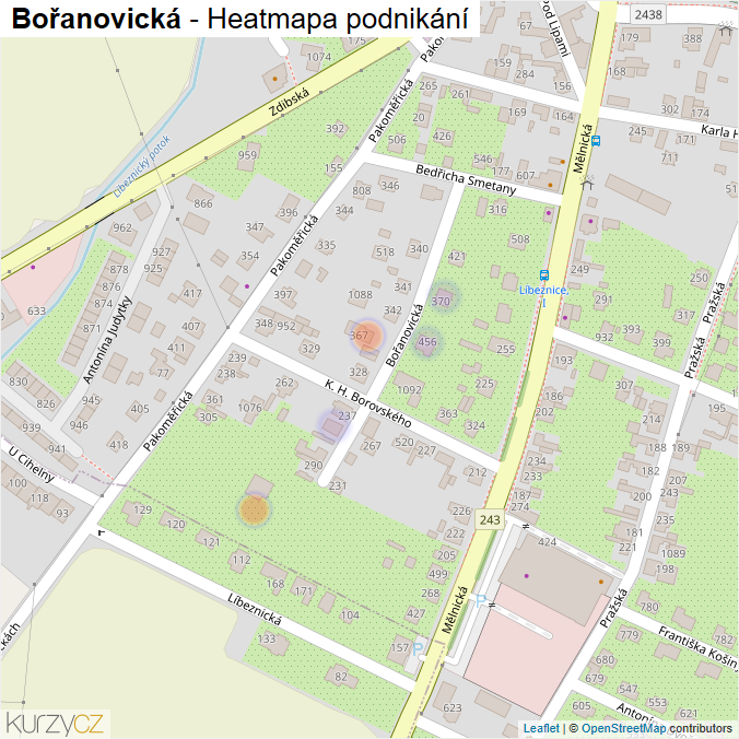 Mapa Bořanovická - Firmy v ulici.