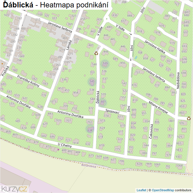 Mapa Ďáblická - Firmy v ulici.