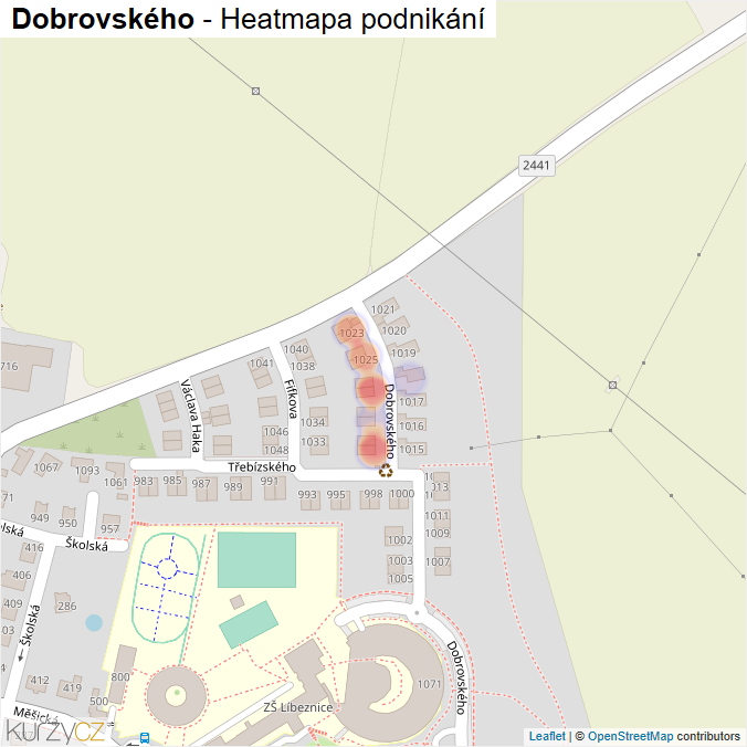 Mapa Dobrovského - Firmy v ulici.