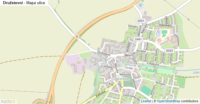 Družstevní - mapa ulice