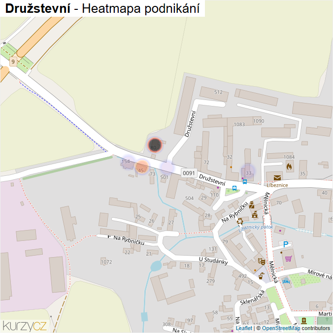 Mapa Družstevní - Firmy v ulici.