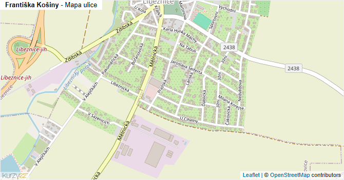 Františka Košiny - mapa ulice