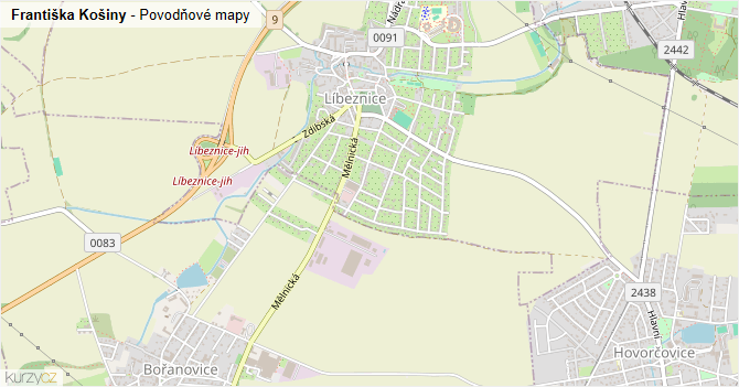 Františka Košiny - záplavové mapy stoleté vody
