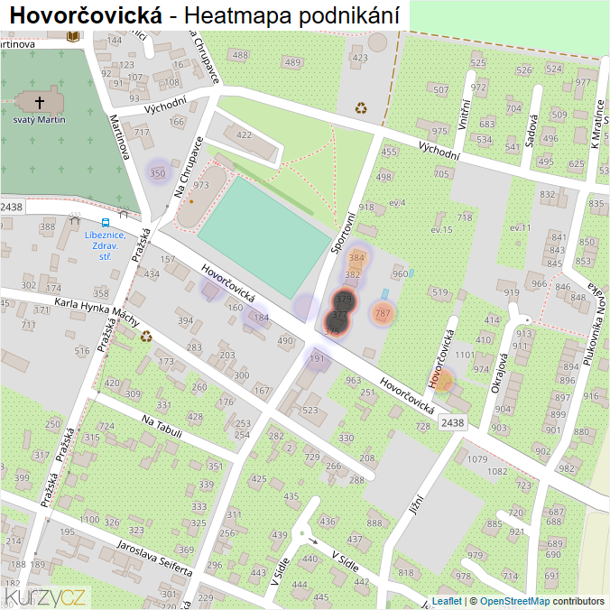 Mapa Hovorčovická - Firmy v ulici.