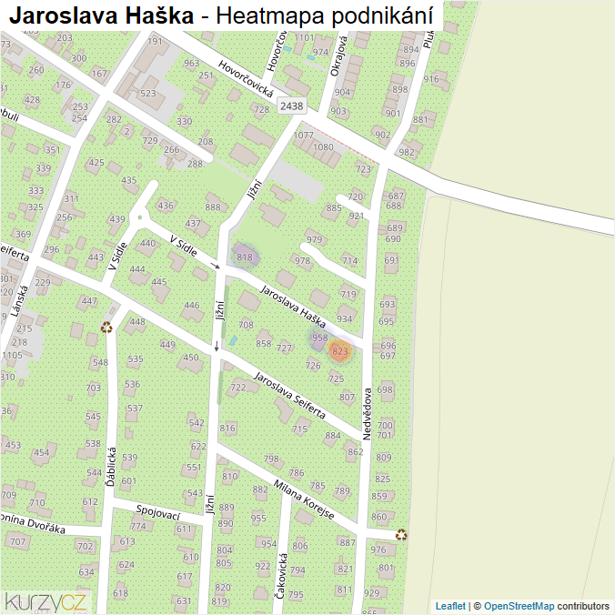 Mapa Jaroslava Haška - Firmy v ulici.