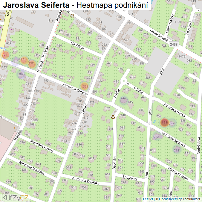 Mapa Jaroslava Seiferta - Firmy v ulici.