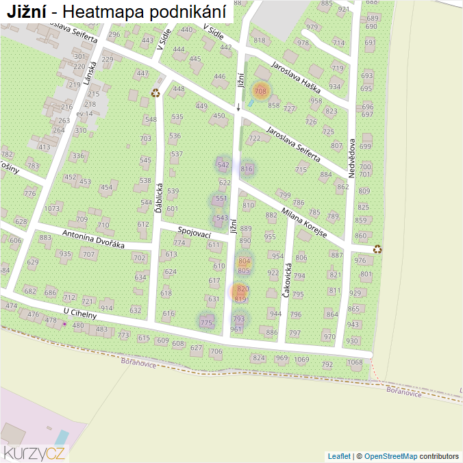 Mapa Jižní - Firmy v ulici.