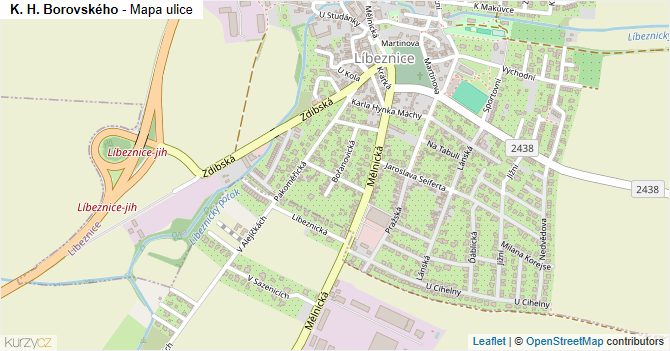 K. H. Borovského - mapa ulice