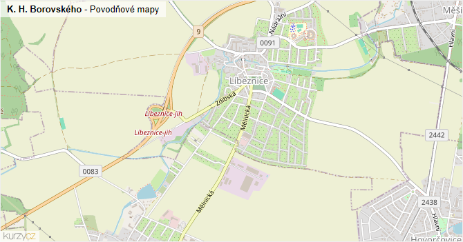 K. H. Borovského - záplavové mapy stoleté vody