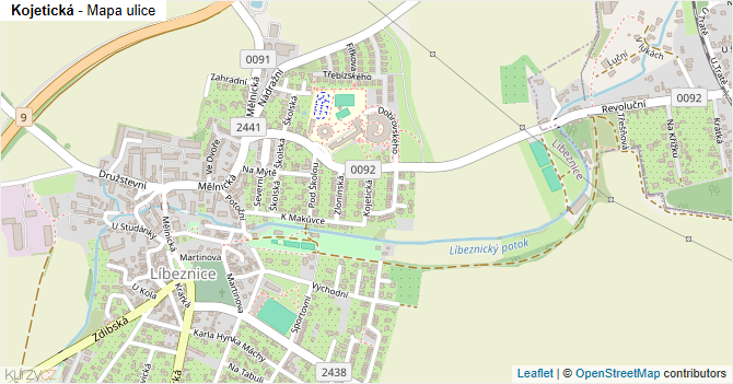 Kojetická - mapa ulice