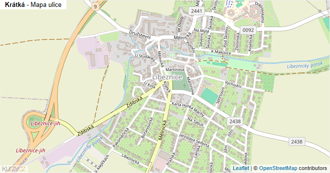 Krátká - mapa ulice