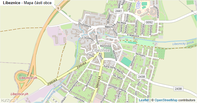 Líbeznice - mapa části obce
