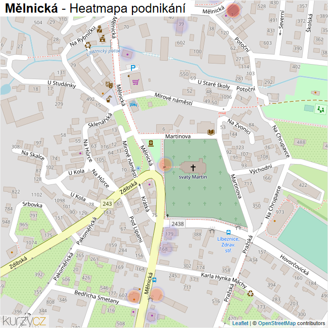 Mapa Mělnická - Firmy v ulici.