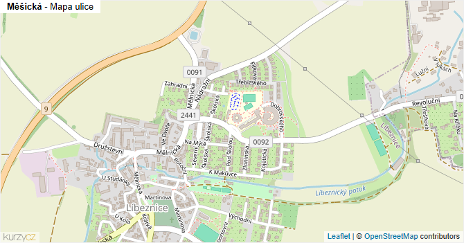 Měšická - mapa ulice