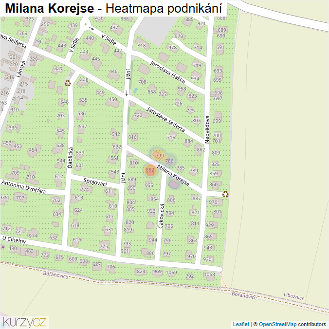 Mapa Milana Korejse - Firmy v ulici.