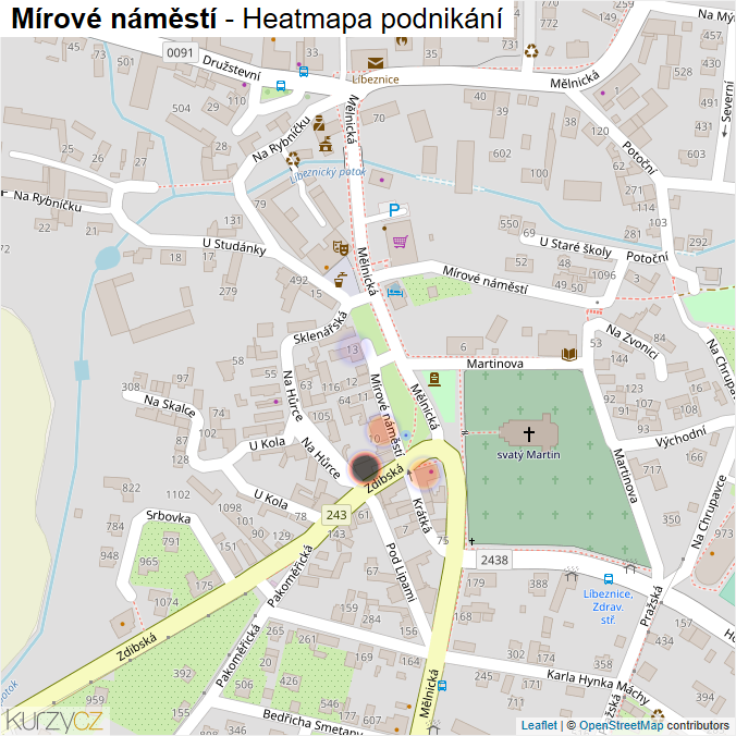 Mapa Mírové náměstí - Firmy v ulici.