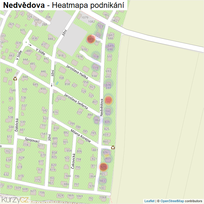 Mapa Nedvědova - Firmy v ulici.