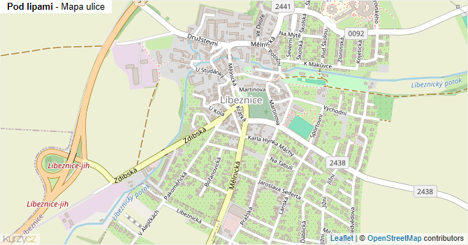 Pod lipami - mapa ulice