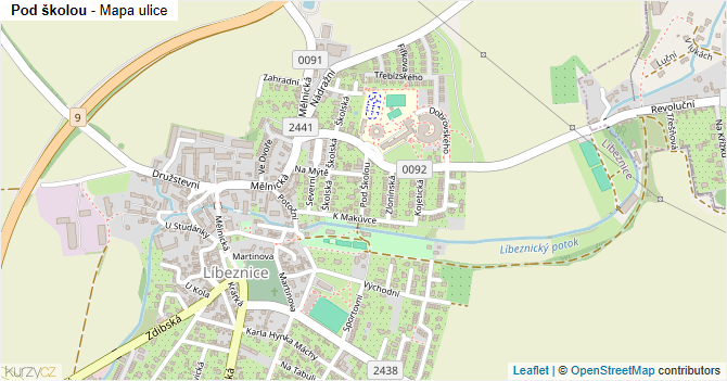 Pod školou - mapa ulice