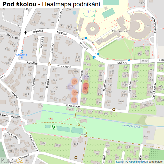 Mapa Pod školou - Firmy v ulici.