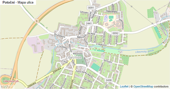 Potoční - mapa ulice