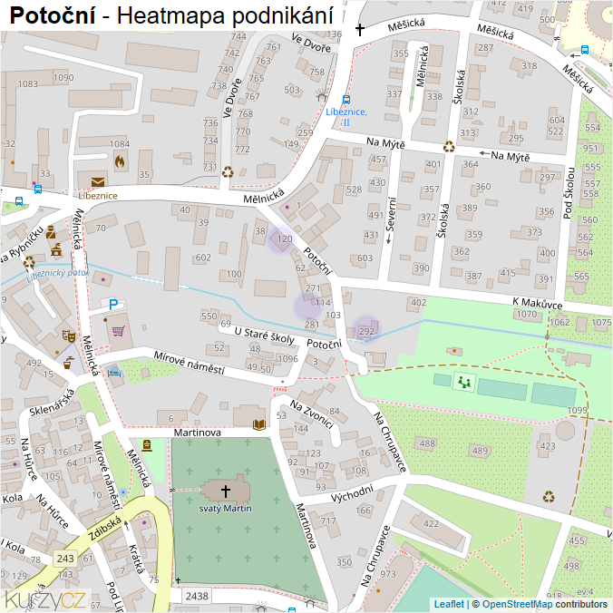 Mapa Potoční - Firmy v ulici.