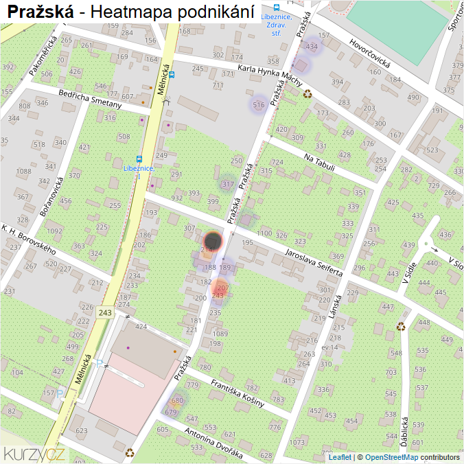 Mapa Pražská - Firmy v ulici.