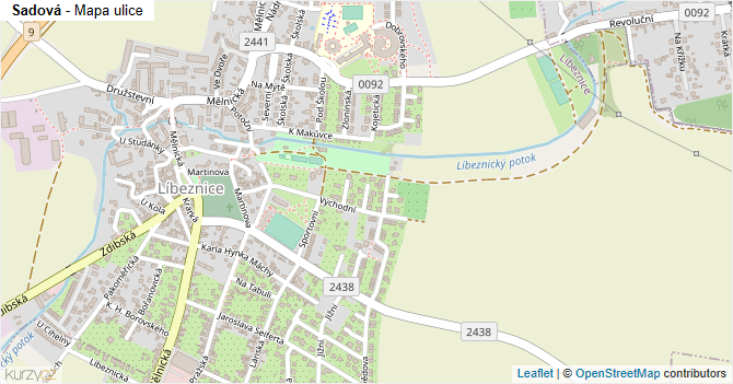 Sadová - mapa ulice