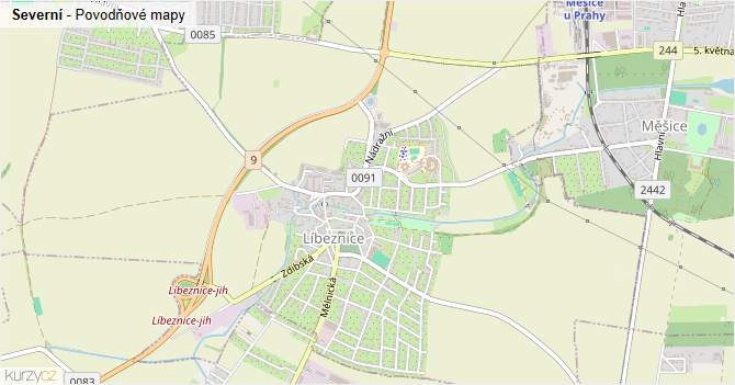 Severní - záplavové mapy stoleté vody