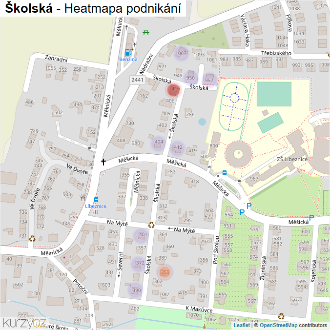 Mapa Školská - Firmy v ulici.