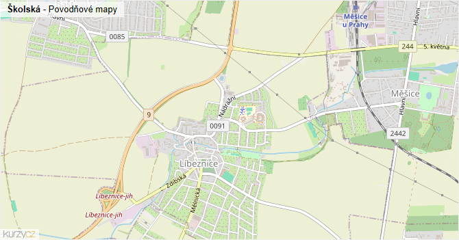 Školská - záplavové mapy stoleté vody