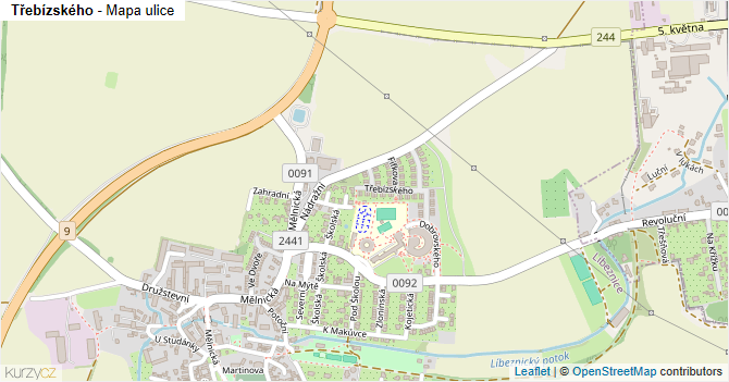 Třebízského - mapa ulice