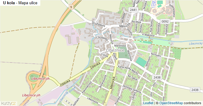 U kola - mapa ulice