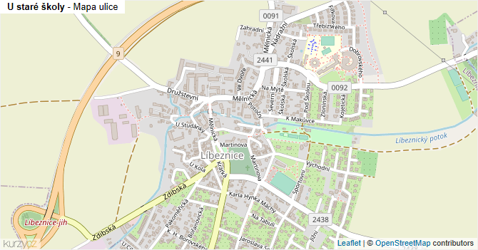 U staré školy - mapa ulice