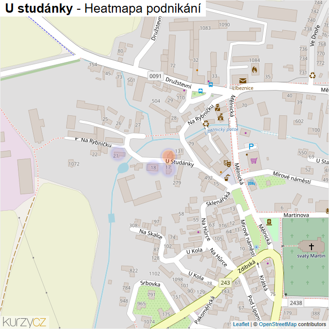 Mapa U studánky - Firmy v ulici.