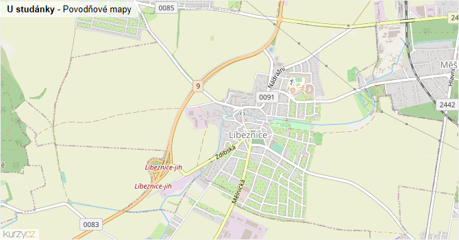 U studánky - záplavové mapy stoleté vody