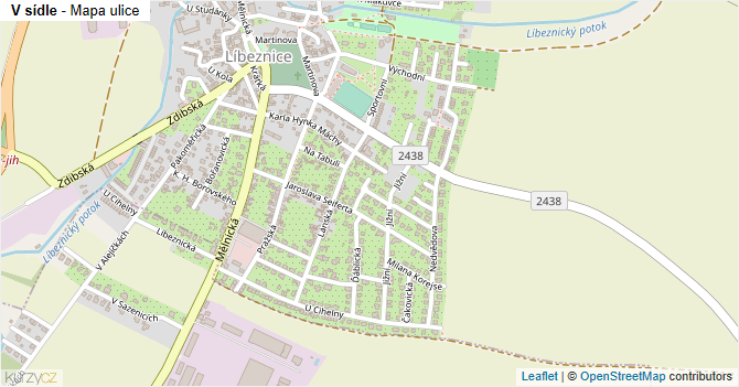 V sídle - mapa ulice