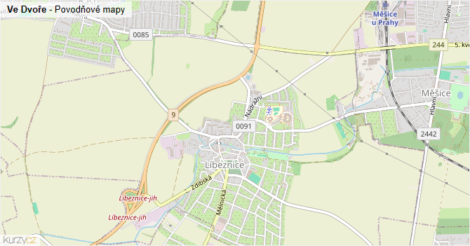 Ve Dvoře - záplavové mapy stoleté vody