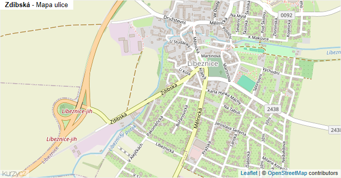 Zdibská - mapa ulice