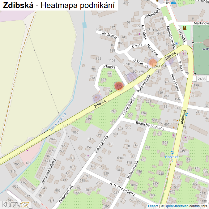 Mapa Zdibská - Firmy v ulici.