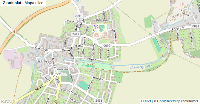 Zlonínská - mapa ulice