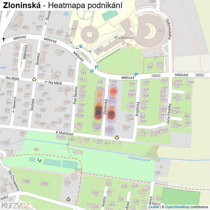Mapa Zlonínská - Firmy v ulici.